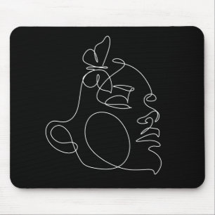 Tapis De Souris Femme Face Line Art