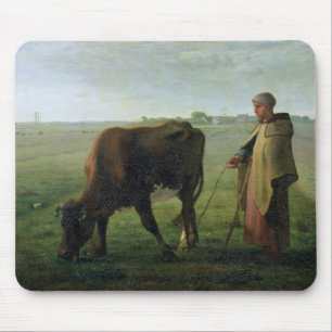 Tapis De Souris Femme frôlant sa vache, 1858
