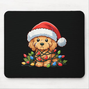 Tapis De Souris Femme Goldendoodle Noël Lumières Chien Funny Xma