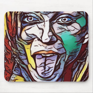Tapis De Souris Femme Graffiti Peinture Art Visage Couleur Oeil