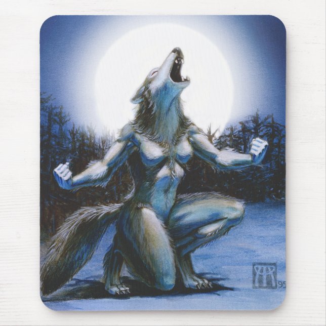 Tapis De Souris Femme hurlante Mousepad de loup-garou (Devant)