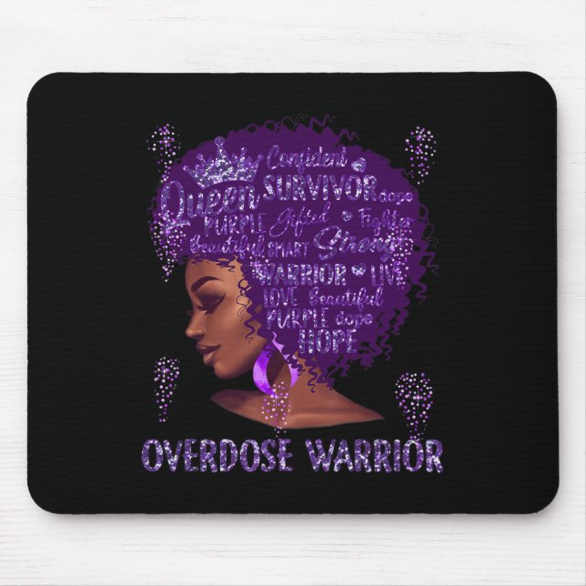 Tapis De Souris Femme noire Africaine Overdose Warrior Ribbon P (Devant)