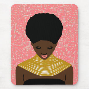 Tapis De Souris femme noire rose en bas Collier tribal