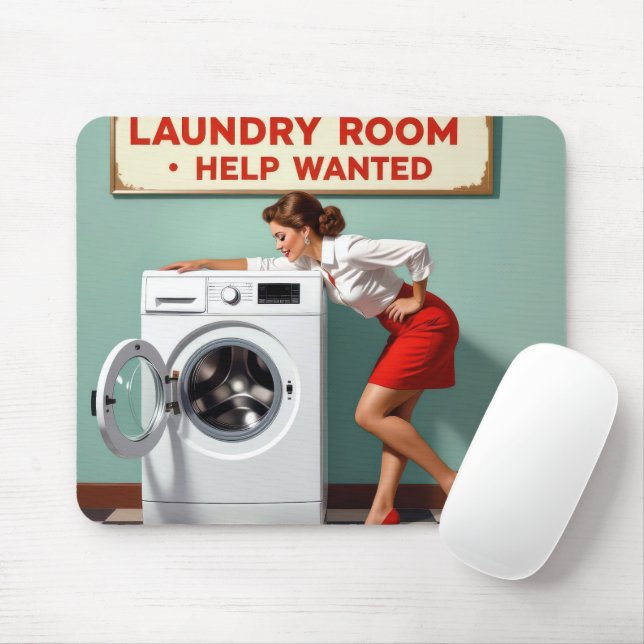 Tapis De Souris Femme rétro avec lave-linge SIGNE Recherché (Avec souris)