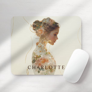 Tapis De Souris Femme romantique Nature Silhouette personnalisée