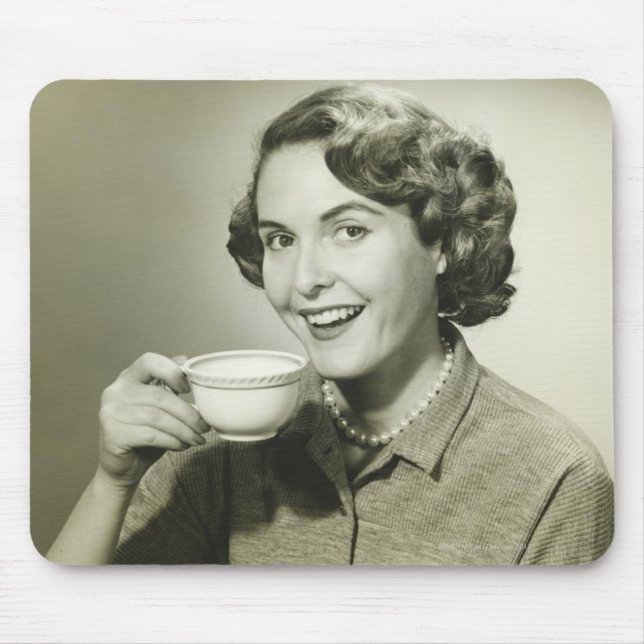 Tapis De Souris Femme tenant des tasses (Devant)