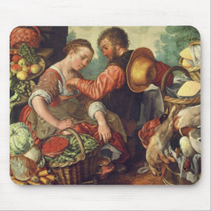 Tapis De Souris Femme vendant les légumes, 1567 (huile sur la
