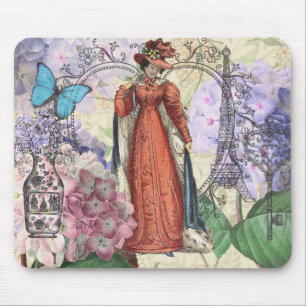 Tapis De Souris Femme victorienne à la mode rouge colorée
