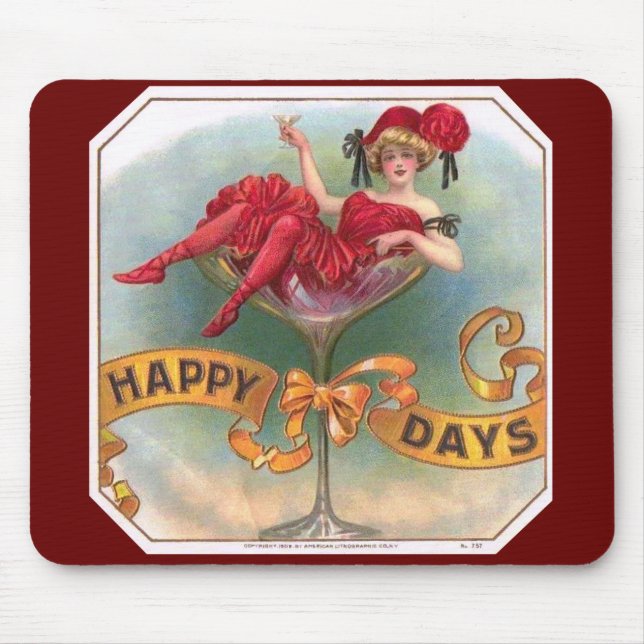 Tapis De Souris Femme victorienne Champagne Rouge Happy (Devant)