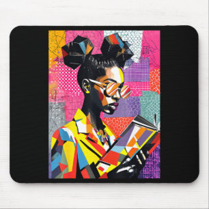 Tapis De Souris Femmes éduquées de l'histoire noire géométrique en
