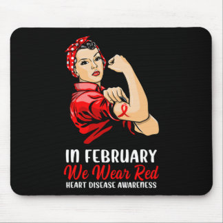 Tapis De Souris Femmes En Février Nous Portons Rouge - Maladie Car