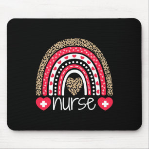 Tapis De Souris Femmes Infirmière Tee Nurse Week Rainbow Leopard S