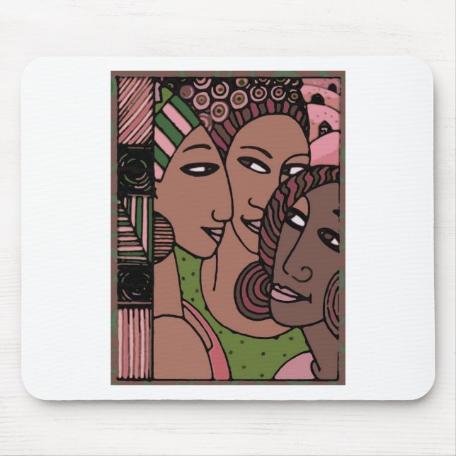 Tapis De Souris Femmes roses et vertes d'Afro-américain (Devant)