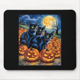 Tapis De Souris Femmes Van Gogh Style Chats Noirs Halloween Citrou