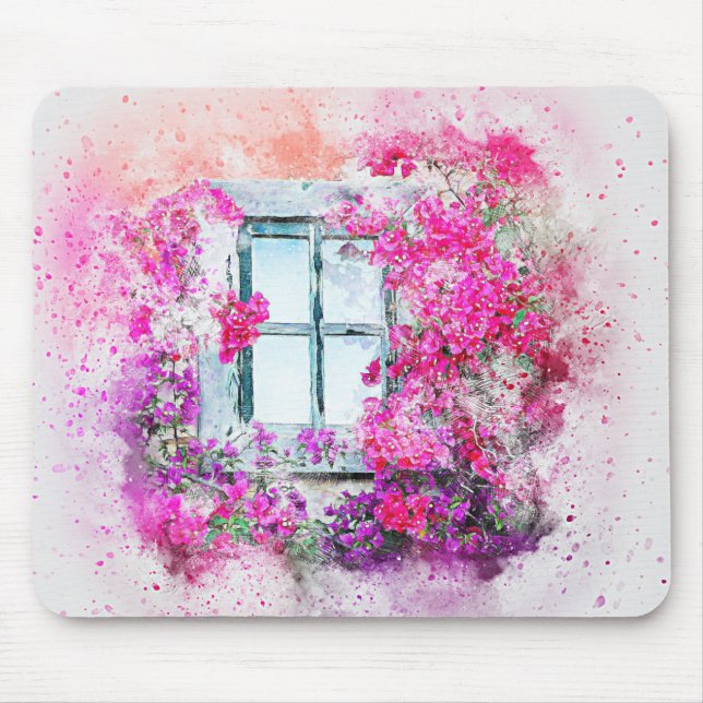 Tapis De Souris Fenêtre Aquarelle (Devant)