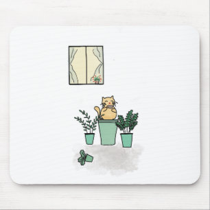 Tapis De Souris Fenêtre de café de chat Planchers Plante Vert