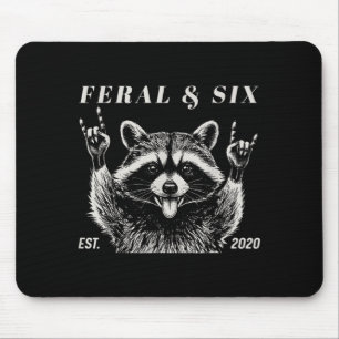 Tapis De Souris Féral et six ratons laveurs drôle 6ème anniversair