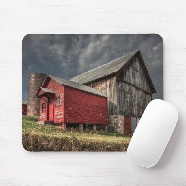 Tapis De Souris Fermes | Grange en bois rouge dans le Michigan (Avec souris)