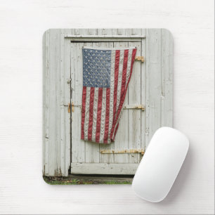 Tapis De Souris Fermes Porte Blanche Avec Drapeau Américain