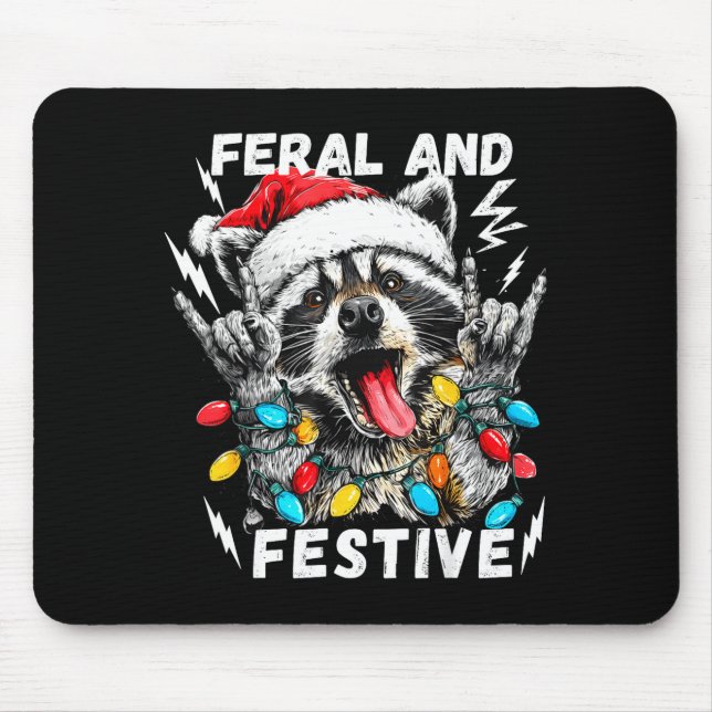 Tapis De Souris Féroce et festif drôle de rockeur de Noël Raton la (Devant)