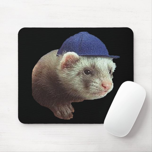Tapis De Souris Ferret portant Casquette bleu (Avec souris)