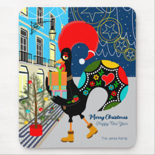 Tapis De Souris Festivals de Noël avec le coq portugais