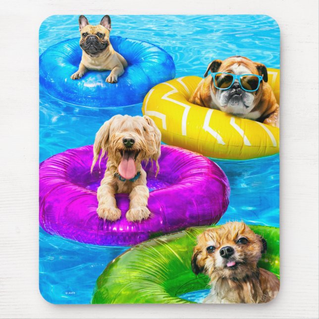 Tapis De Souris Fête au bassin pour chiens (Devant)