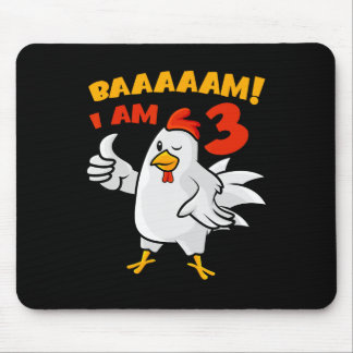 Tapis De Souris Fête d'anniversaire 3 ans de poulet Ferme Poulet d