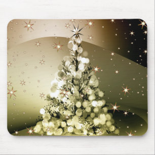 Tapis De Souris Fête de Noël Arbre d'Or brillant Étincelles