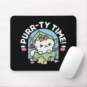 Tapis De Souris Fête de Noël avec Purr-ty Time Cat