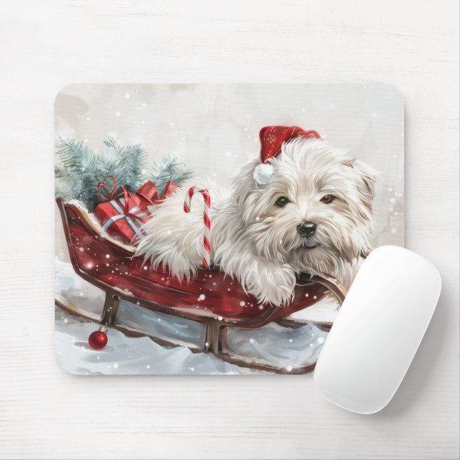 Tapis De Souris Fête de Noël de Chien de Coton De Tulear (Avec souris)