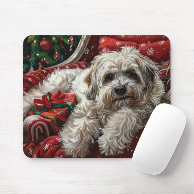 Tapis De Souris Fête de Noël de Chien Havanais (Avec souris)