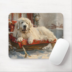 Tapis De Souris Fête de Noël des Chiens des Pyrénées