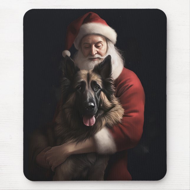 Tapis De Souris Fête de Noël du berger de Belgique (Devant)