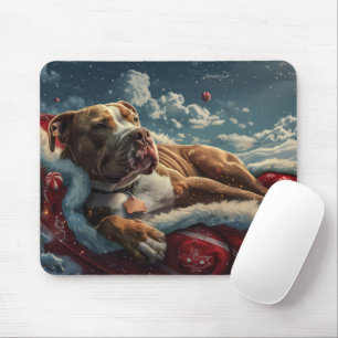 Tapis De Souris Fête de Noël du chien Pitbull