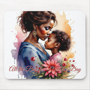 Tapis De Souris Fête des mères Art d'amour aquarelle africaine