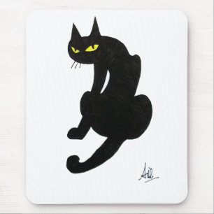 TAPIS DE SOURIS FÊTE D'HALLOWEEN CHAT NOIR