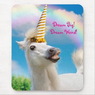 Tapis De Souris Fête Unicorn Horse Et Arc En Ciel