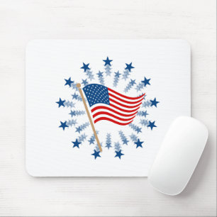 Tapis De Souris Feu d'artifice Drapeau Américain 4 juillet