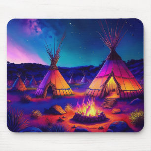 Tapis De Souris Feu du soir au village indien