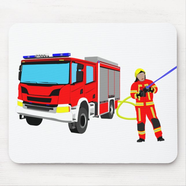 Tapis De Souris Feuerwehrmann und Löschfahrzeug Mousepad (Devant)