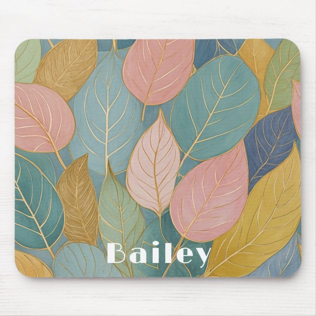 Tapis De Souris Feuillage lunaire : Mat Feuille Pastel (Devant)
