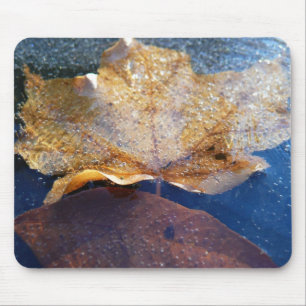 Tapis De Souris Feuille d'érable jaune congelée Automne Nature