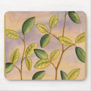 Tapis De Souris Feuille vert et jaune sur l'arrière - plan de