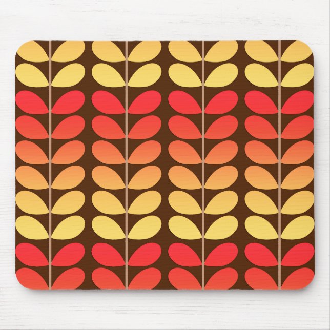Tapis De Souris Feuilles danois du milieu du siècle, Brown, orange (Devant)