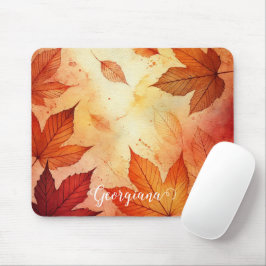Tapis De Souris Feuilles d'aquarelle autummonique personnalisée