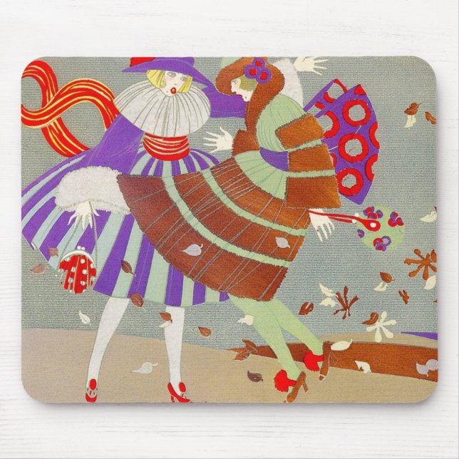 TAPIS DE SOURIS FEUILLES D'AUTOMNE ET CONCEPTEUR DE COSTUME VENT / (Devant)