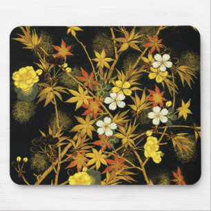 Tapis De Souris Feuilles d'automne japonaises Antique botanique