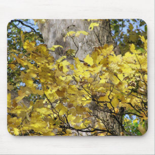 TAPIS DE SOURIS FEUILLES D'AUTOMNE JAUNE