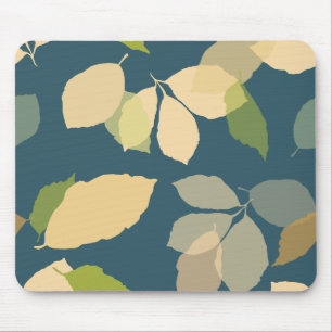Tapis De Souris Feuilles d'automne modernes sur fond sarcelle